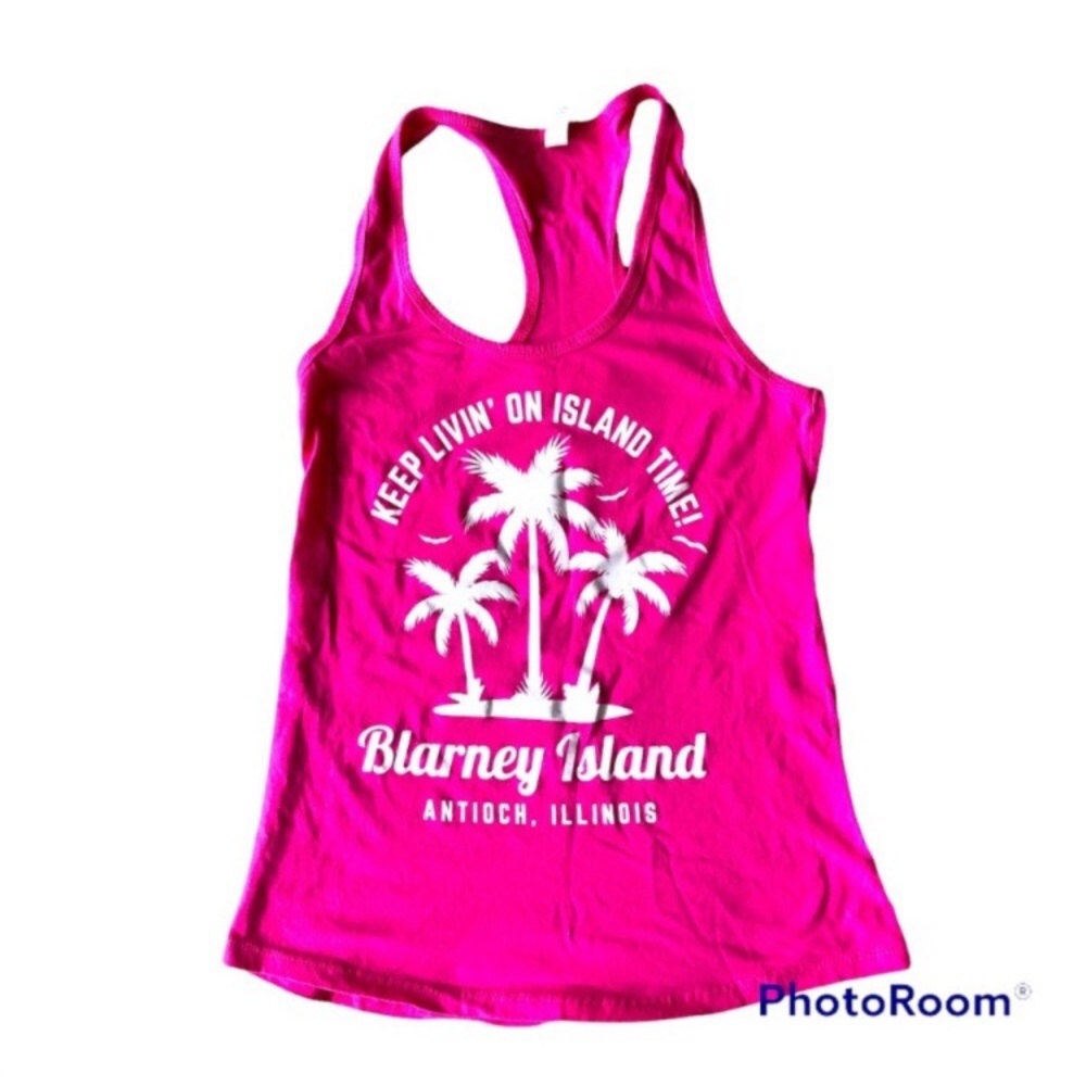 Keep Living on Island Time Blarney’s Island IL Racerback Tank Top Sz S